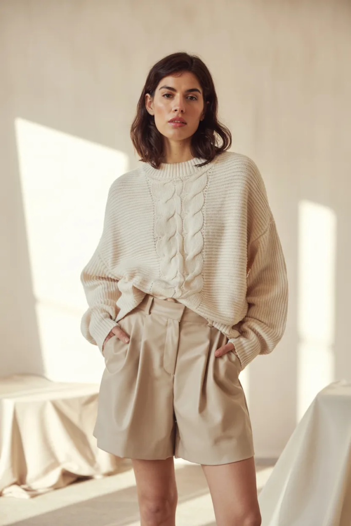 Soft Knitwear with Tailored Shorts