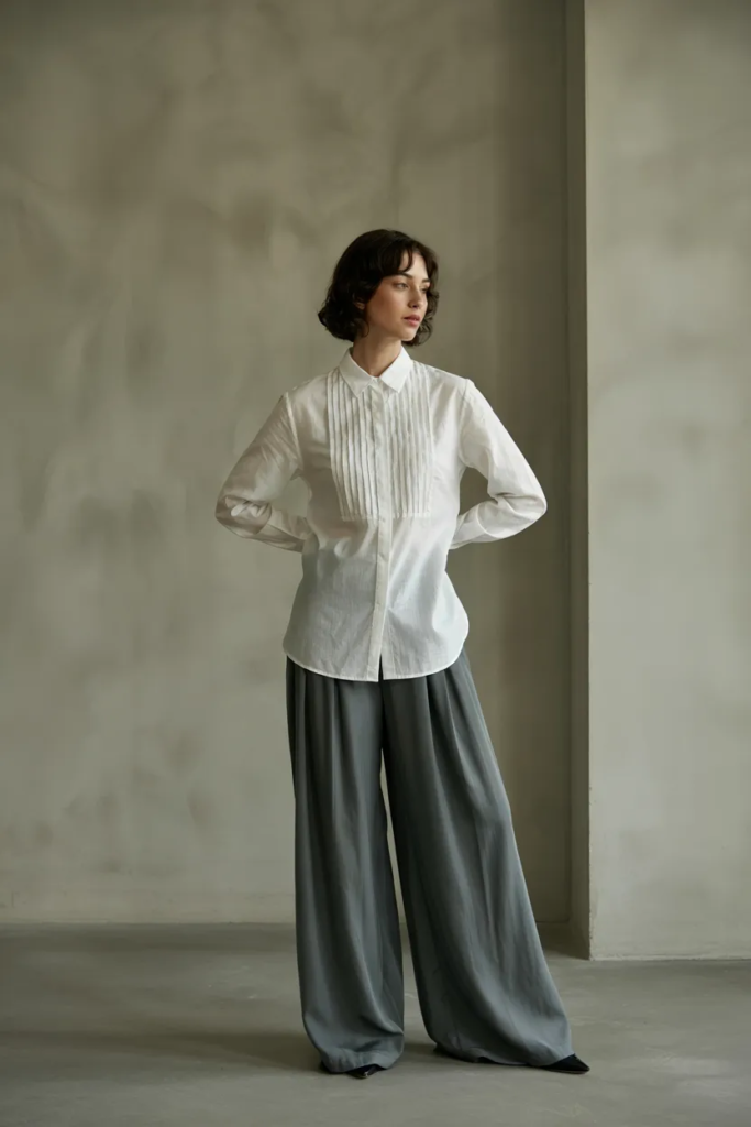 Structured Blouse with Wide Pants