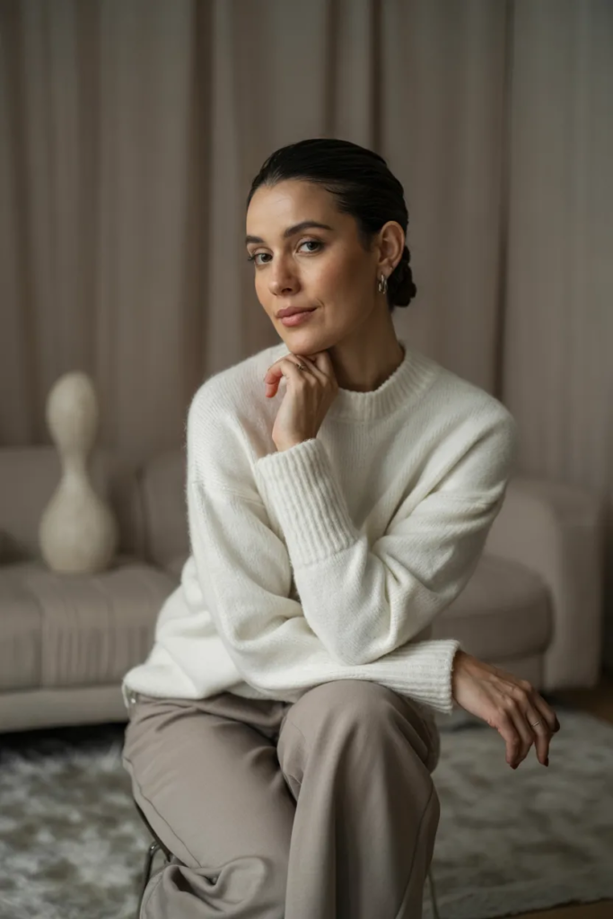 Knit Sweater with Tailored Pants