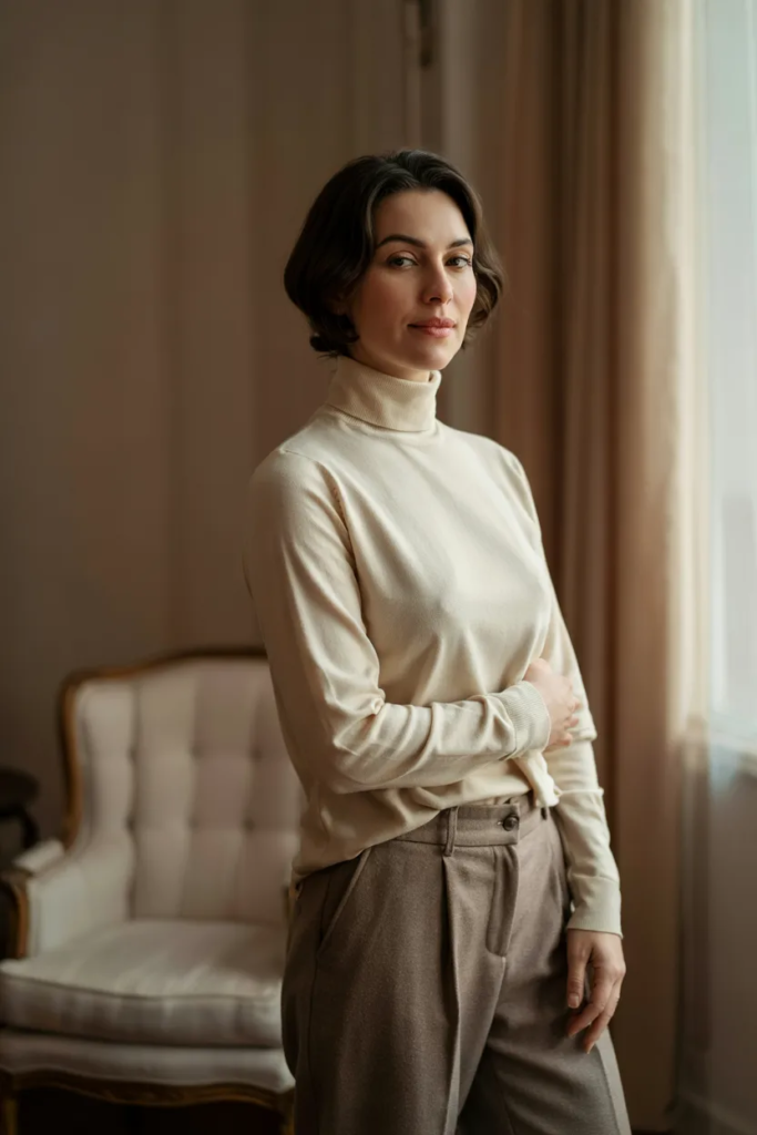 Turtleneck with Tailored Trousers - Modern Classic Outfits Every Woman Needs