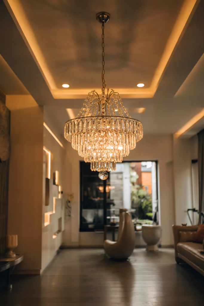 Statement Chandeliers as a Focal Point - Living Room Lighting Ideas