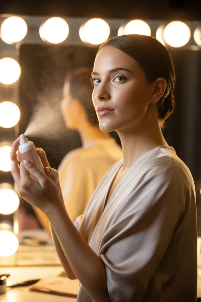 Dewy Setting Spray Finish - Glowy Natural Makeup for Beginners