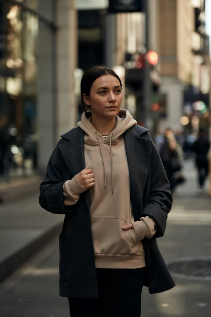 Hoodie Under a Structured Coat
