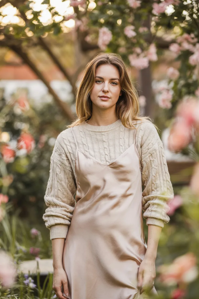 Lightweight Sweater with a Slip Dress