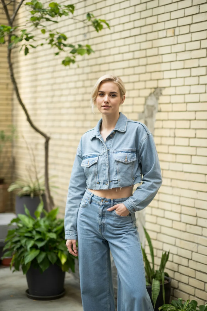 Cropped Jacket with High-Waisted Jeans - Early Spring Outfit Layers
