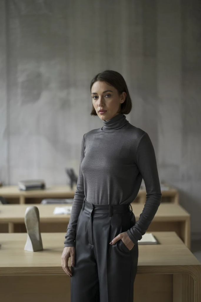Turtleneck with Tailored Pants - Corporate Chic Outfit Ideas