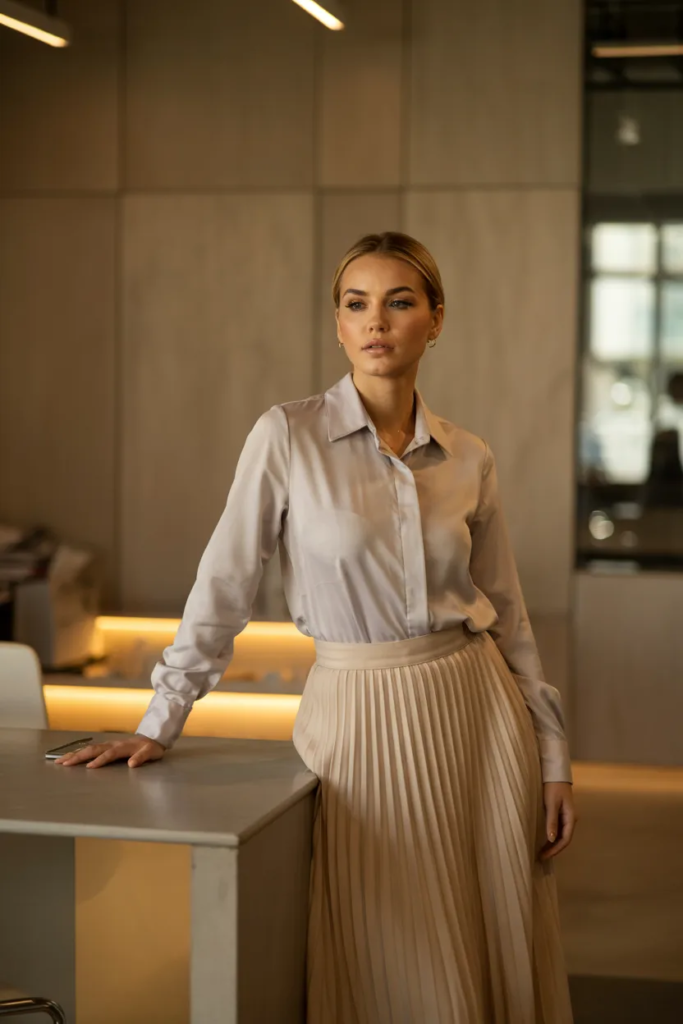 Pleated Skirt with Blouse