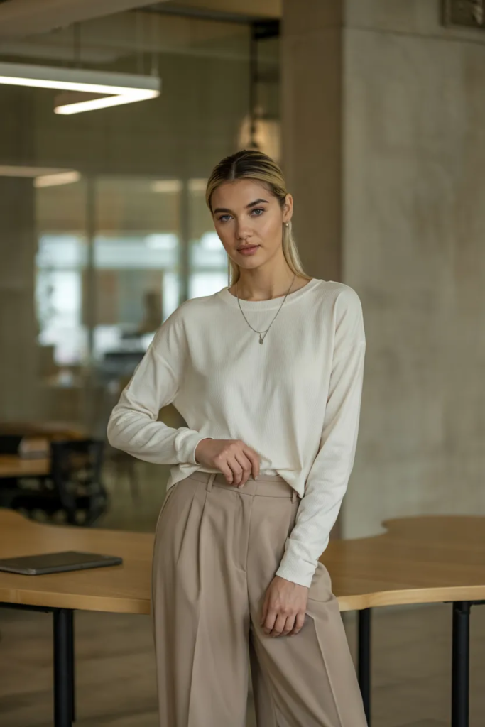 Knit Top with Wide-Leg Pants