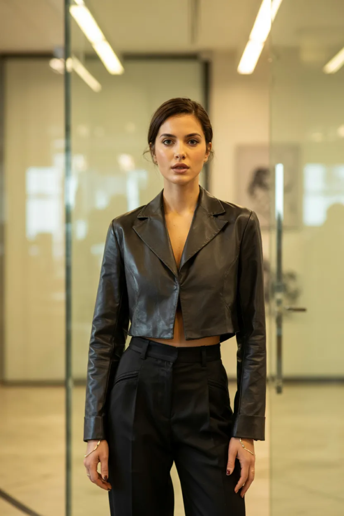 Cropped Jacket with Tailored Pants