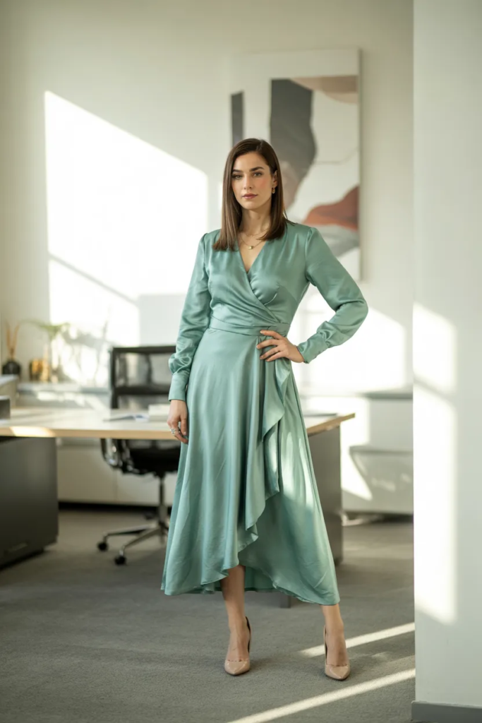 Wrap Dress with Classic Heels