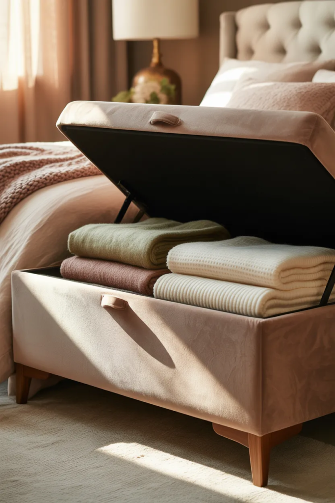 Storage Ottoman at the Foot of the Bed