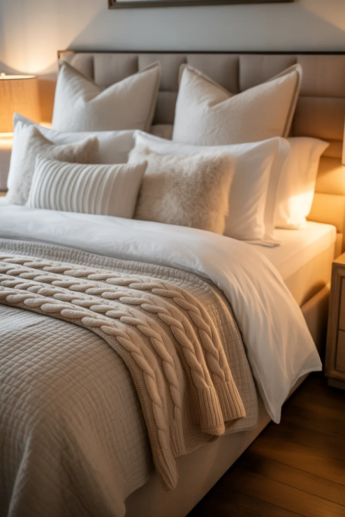 Layered Bedding with Plush Textures