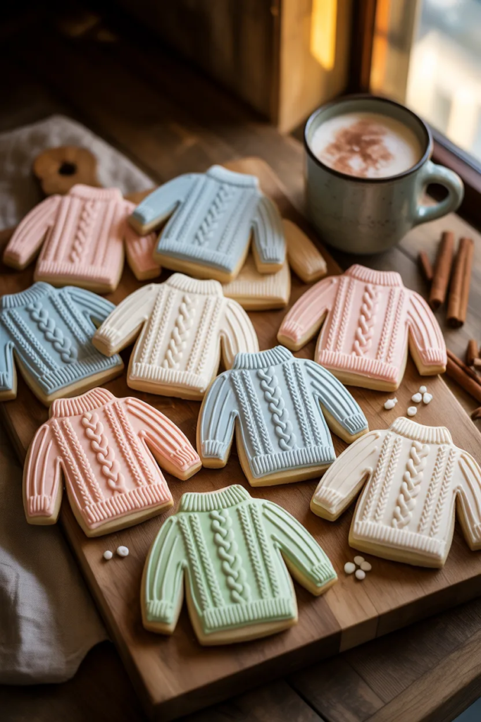 Cozy Sweater Pattern Cookies - Sugar Cookie Decorating Ideas