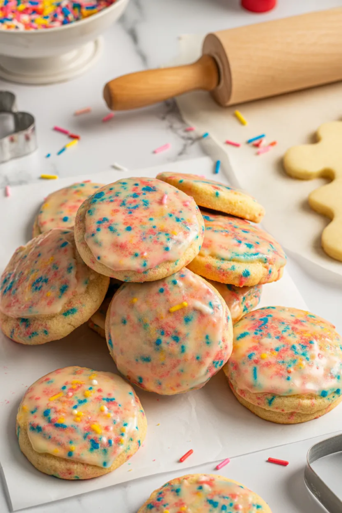 Sprinkle-Dipped Funfetti Cookies