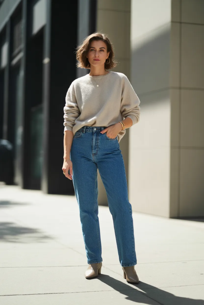High-Waisted Straight Jeans - Effortless Chic Wardrobe Ideas