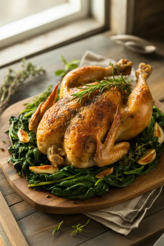 Herb-Roasted Chicken with Greens