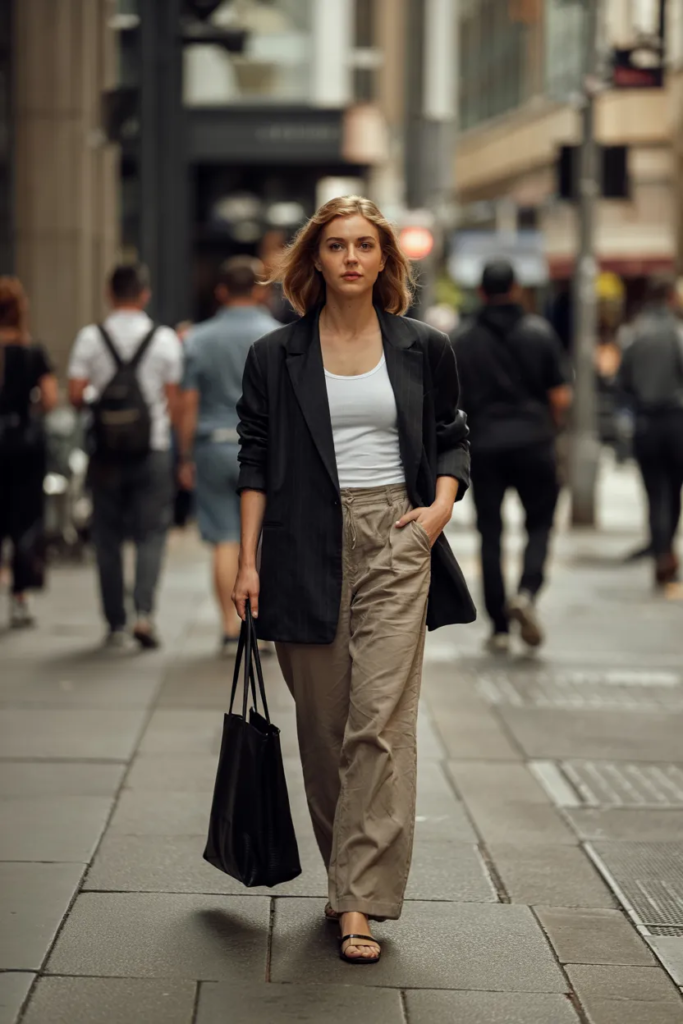 Linen Pants with an Oversized Blazer