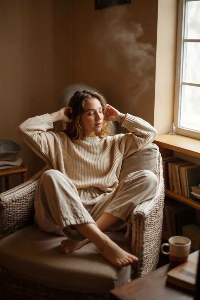 Oversized Sweater Tucked into Linen Pants