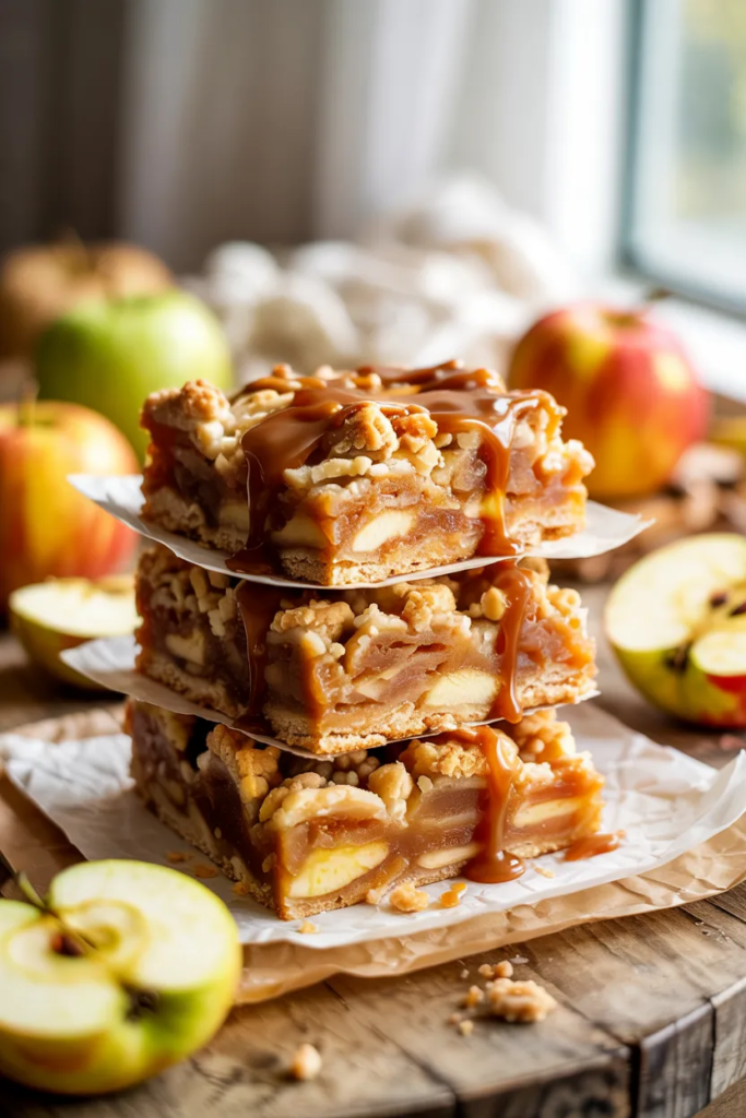 Caramel Apple Crumble Bars