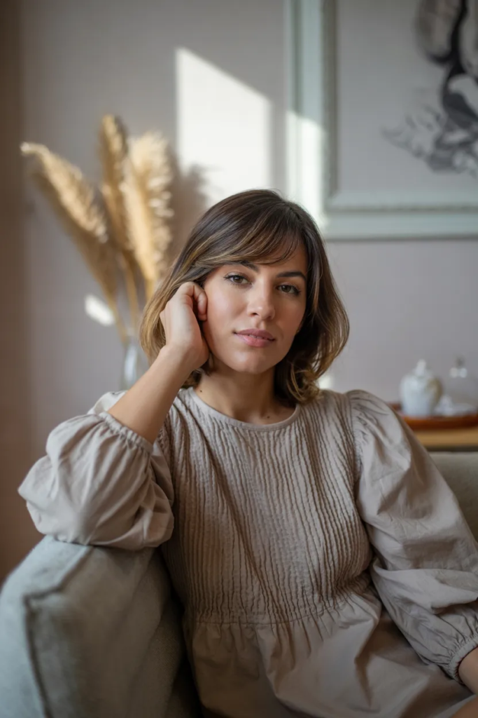 Side-Swept Bangs with Medium Length