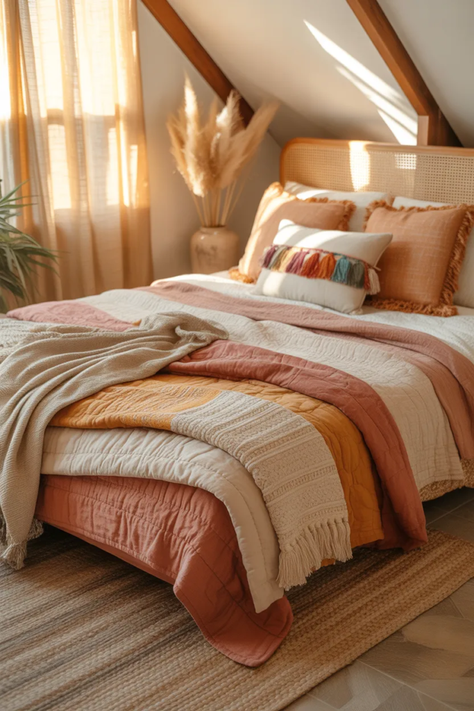 Layered Textiles and Soft Fabrics - Boho Bedroom Ideas
