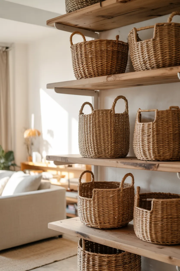 Use Decorative Storage Baskets - Apartment Decorating Ideas