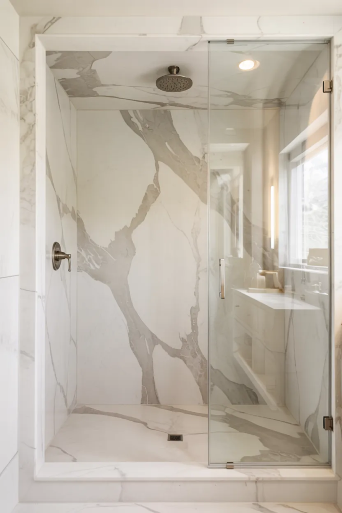 Large Format Porcelain Slabs - Walk-In Shower Ideas