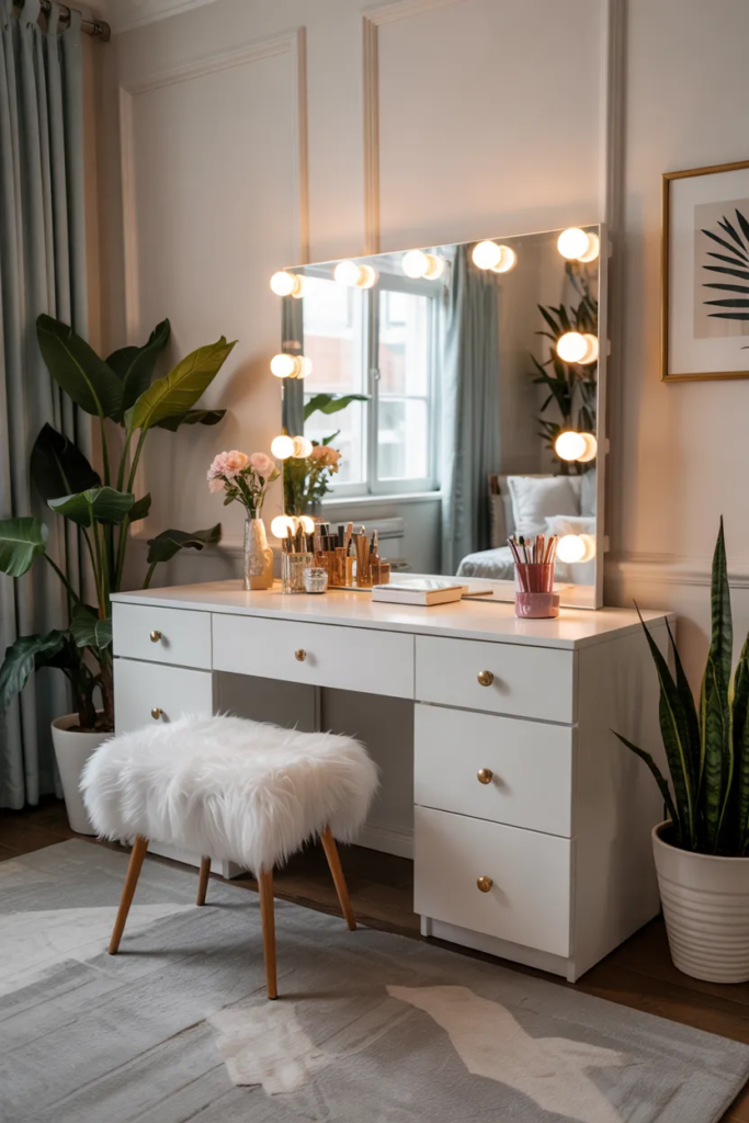 Hollywood Mirror with LED Lights - Bedroom Vanity Ideas