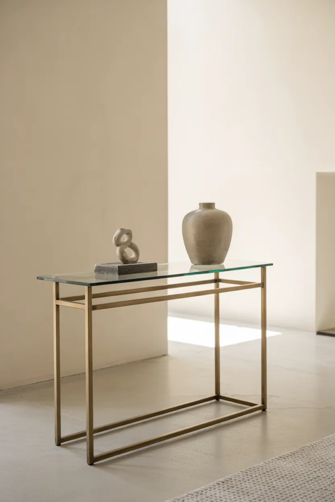 Glass and Metal Console Table