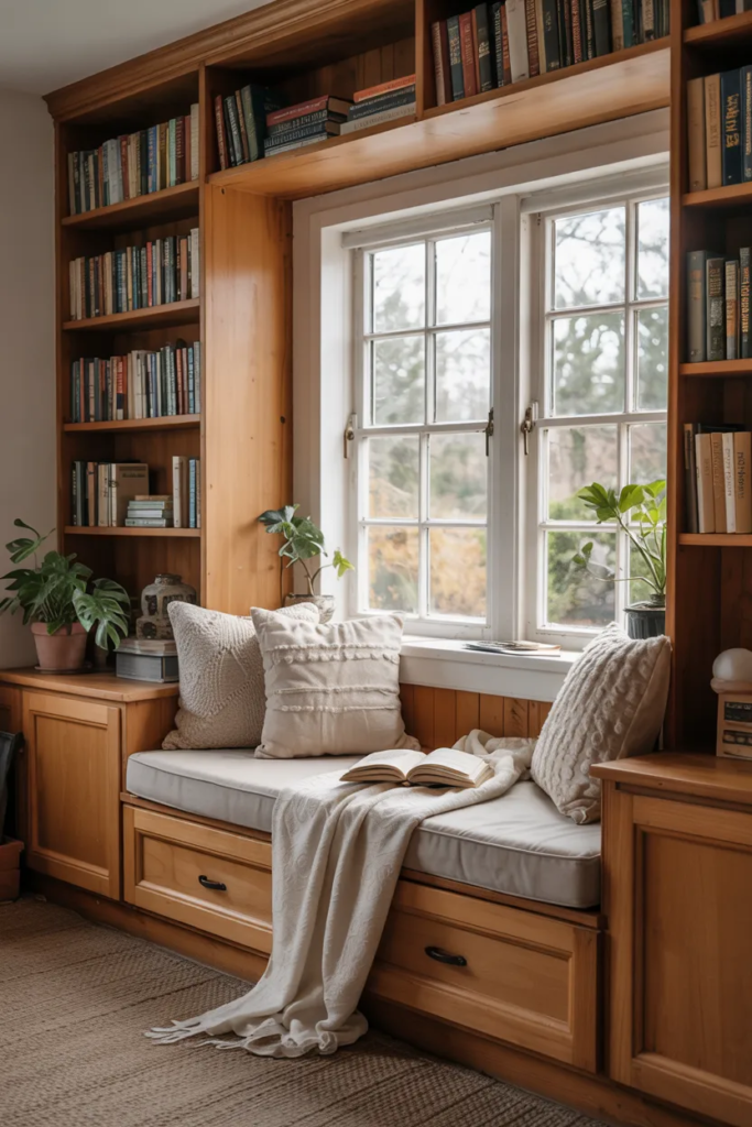 Built-In Window Seat with Shelves