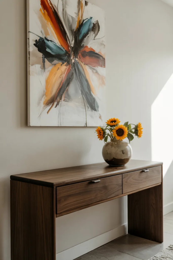 Console Table with Artwork Backdrop