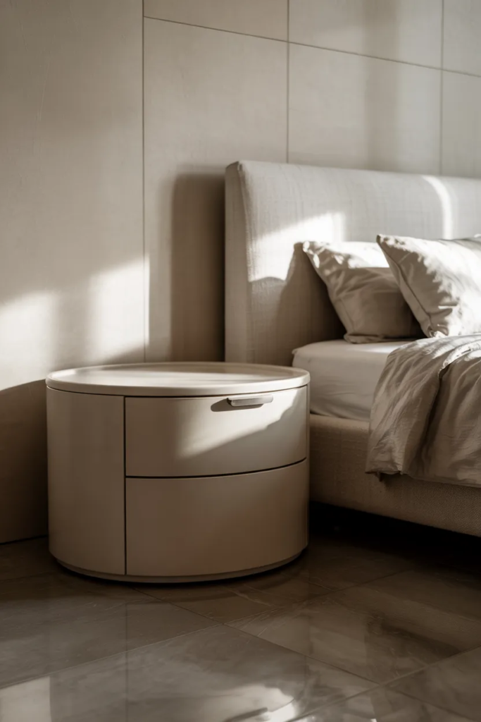 Compact Round Nightstand
