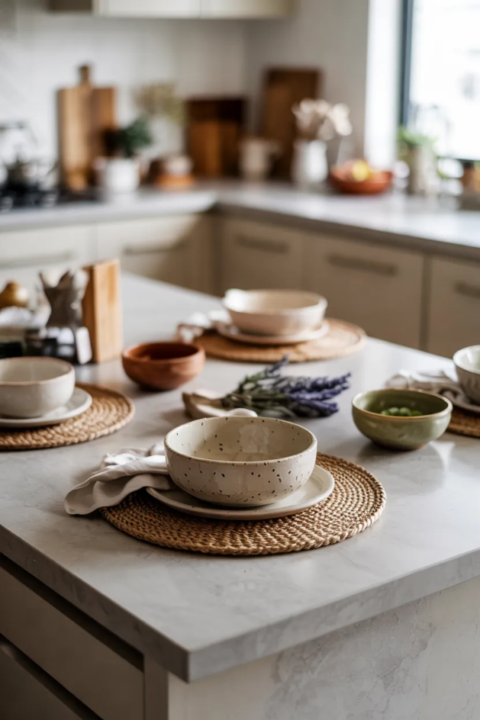 Mixed Textural Decorative Accents - Kitchen Island Decor Ideas