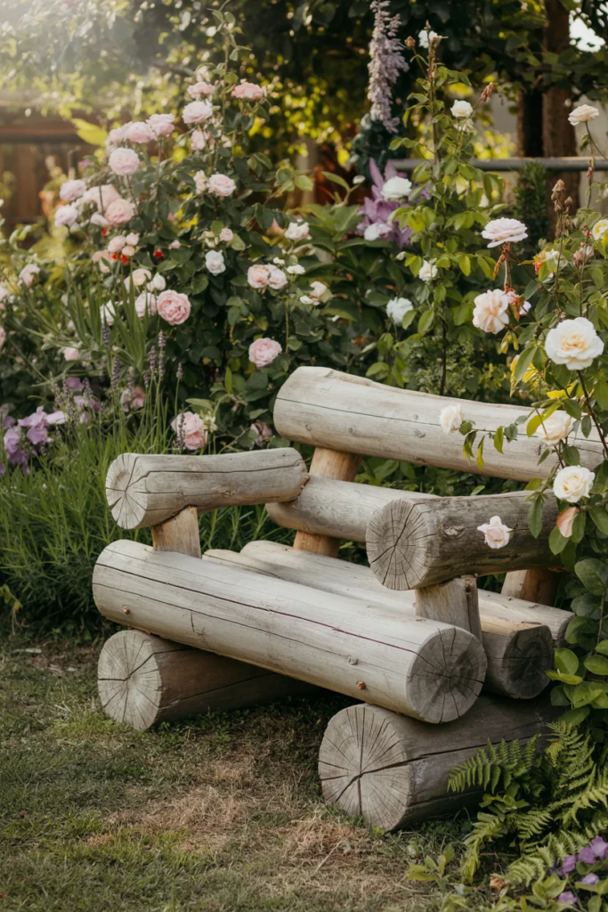 Rustic Log Bench