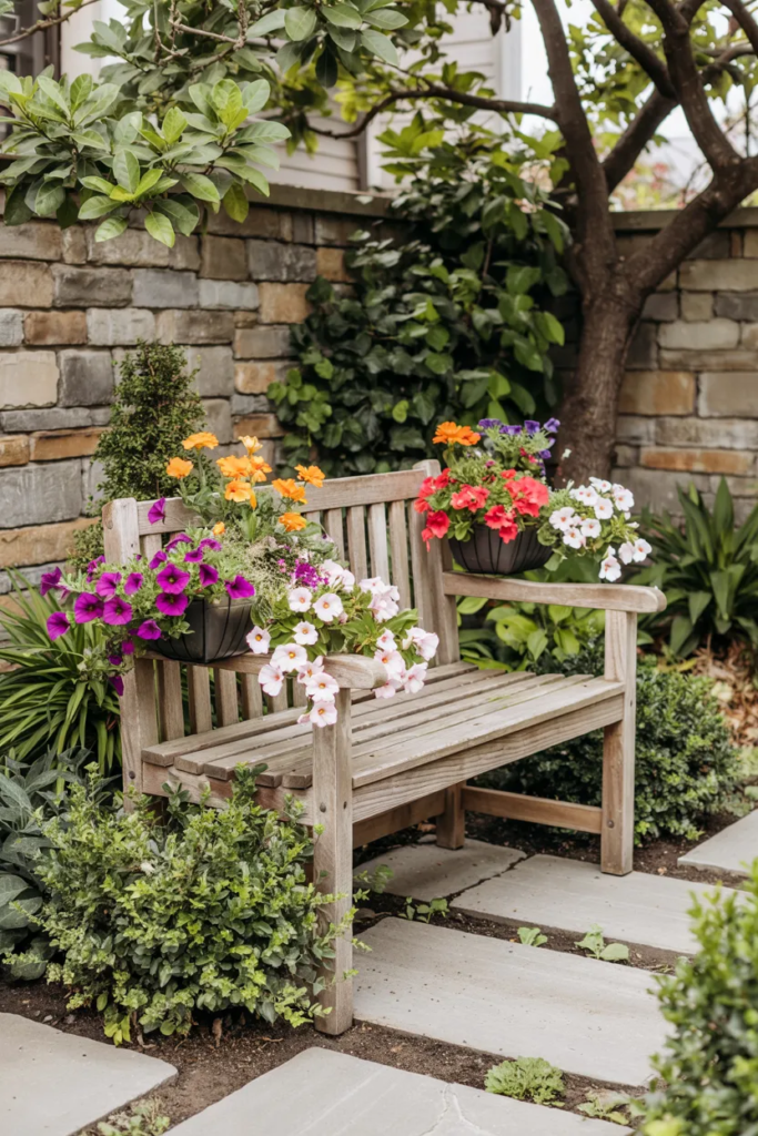 Bench with Planters Attached