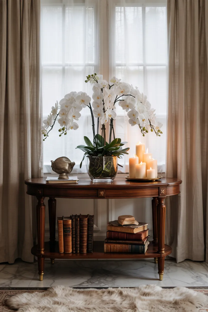 Statement Console Table Styling - Foyer Decorating Ideas