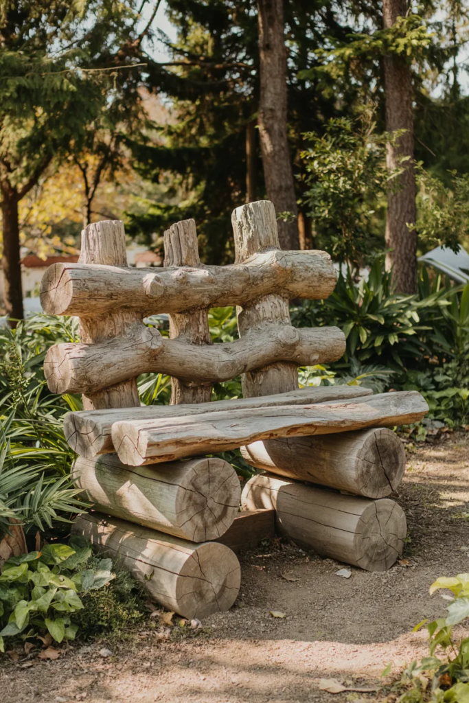 Rustic Log Bench