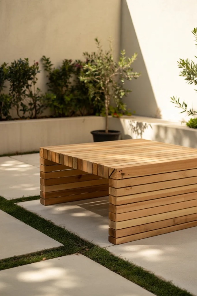 Minimalist Slatted Bench