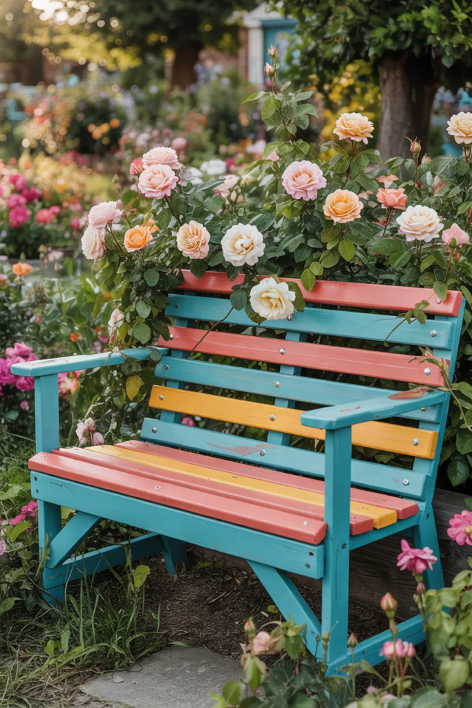 Painted Colorful Bench