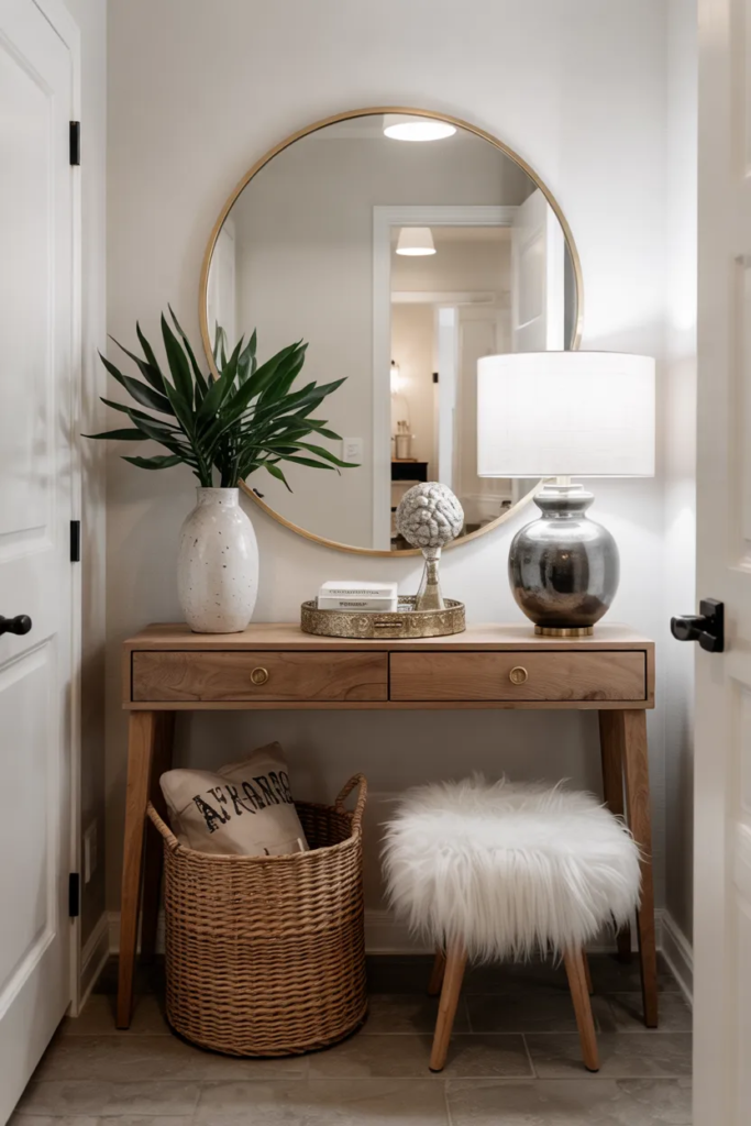 Slim Console Table with Storage - Small Entryway Ideas