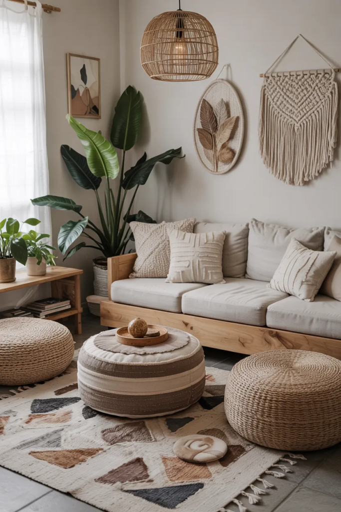 Low Seating with Floor Cushions - Boho Living Room Ideas