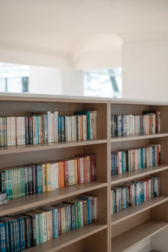 Color-Coordinated Book Display - Office Bookshelf Ideas