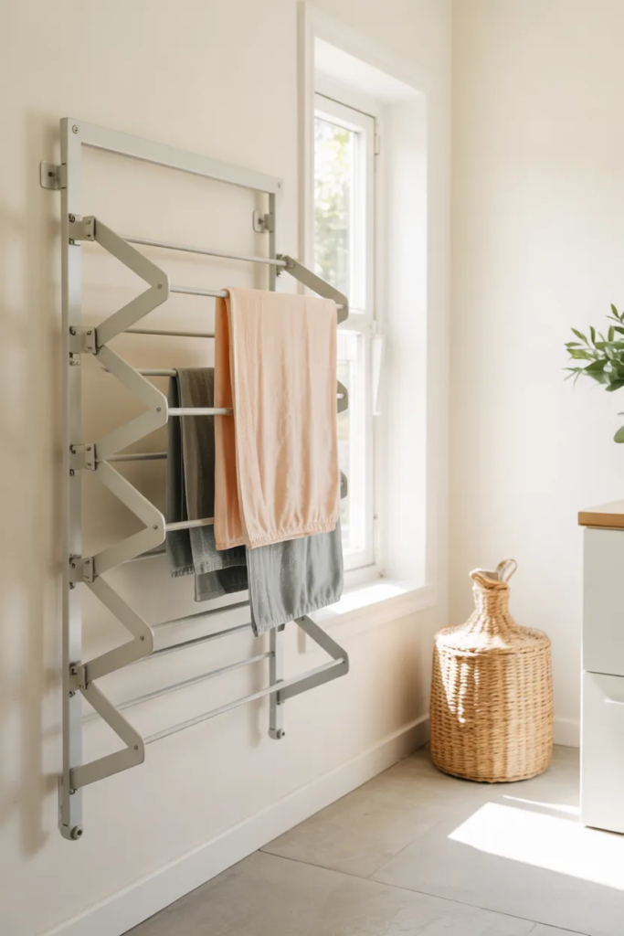 Wall-Mounted Drying Rack - Small Laundry Room Ideas