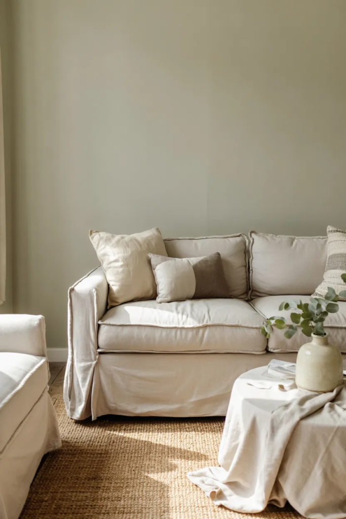 Soft Sage Green Walls - 15 Green Living Room Ideas that Feel Refreshing