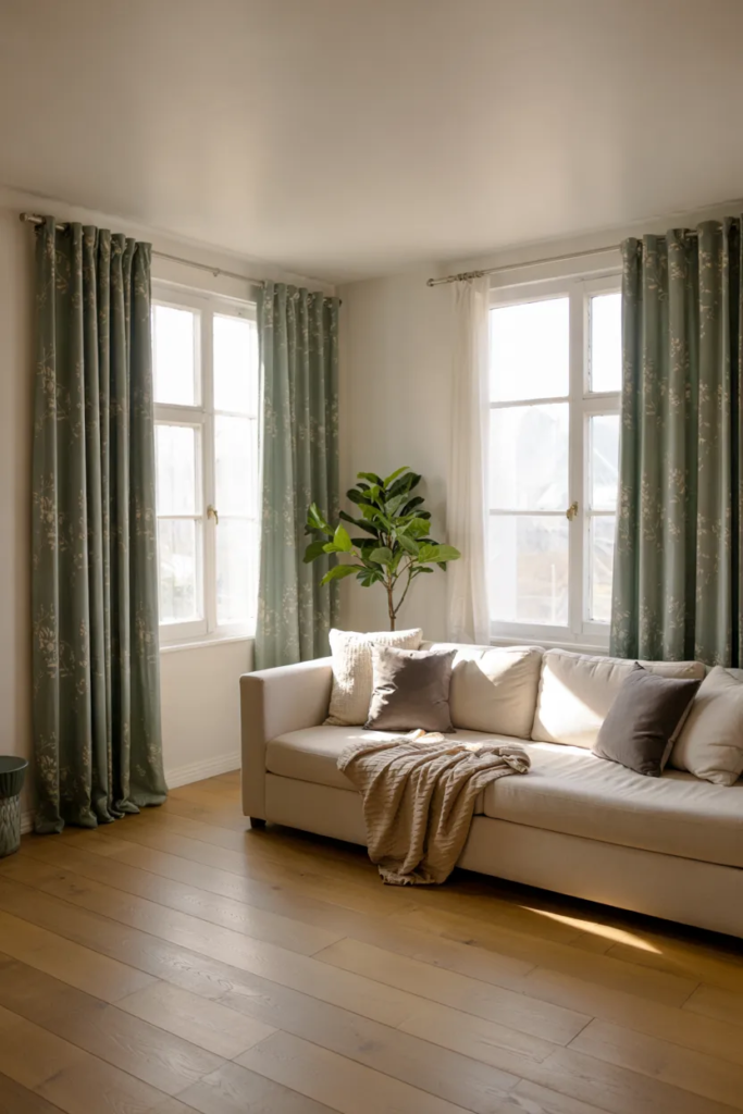 Green Curtains for Soft Accents