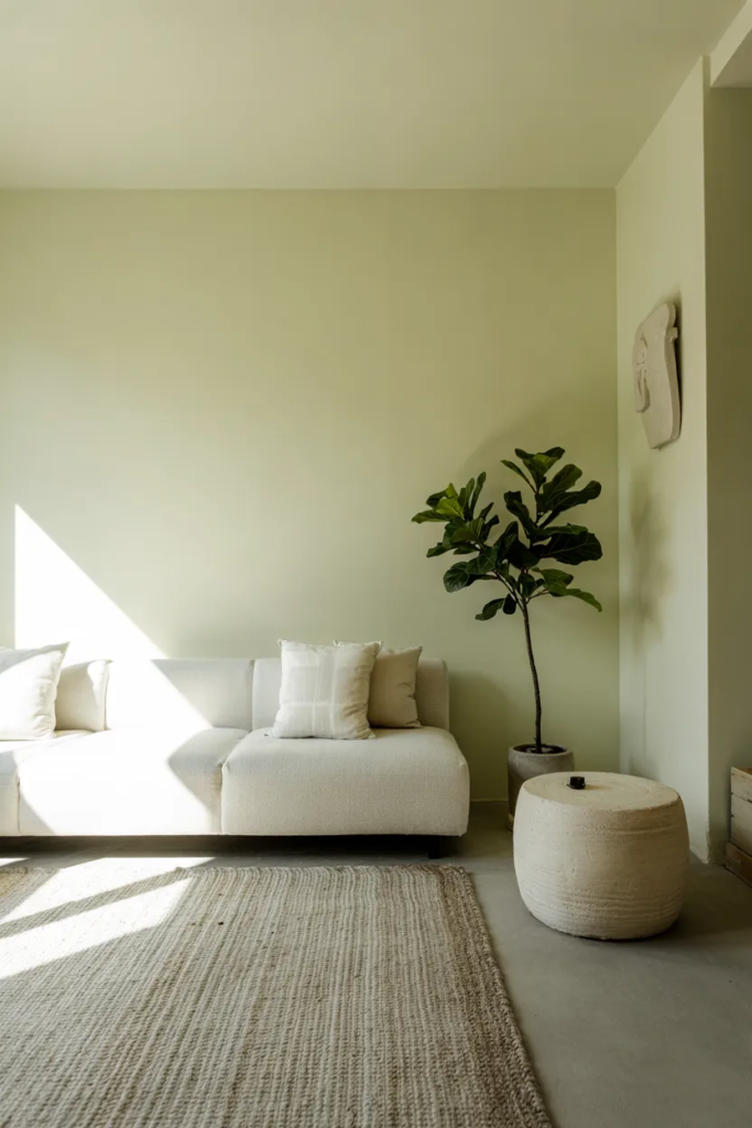 Light Green Minimalist Design - 15 Green Living Room Ideas that Feel Refreshing