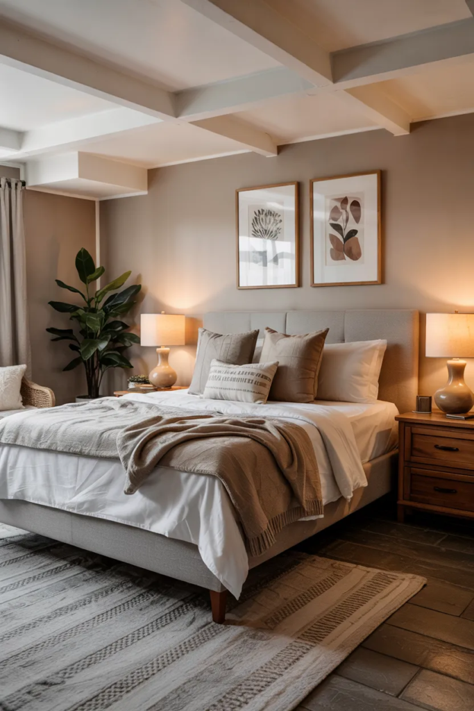 Warm Neutral Color Palette - Basement Bedroom Ideas