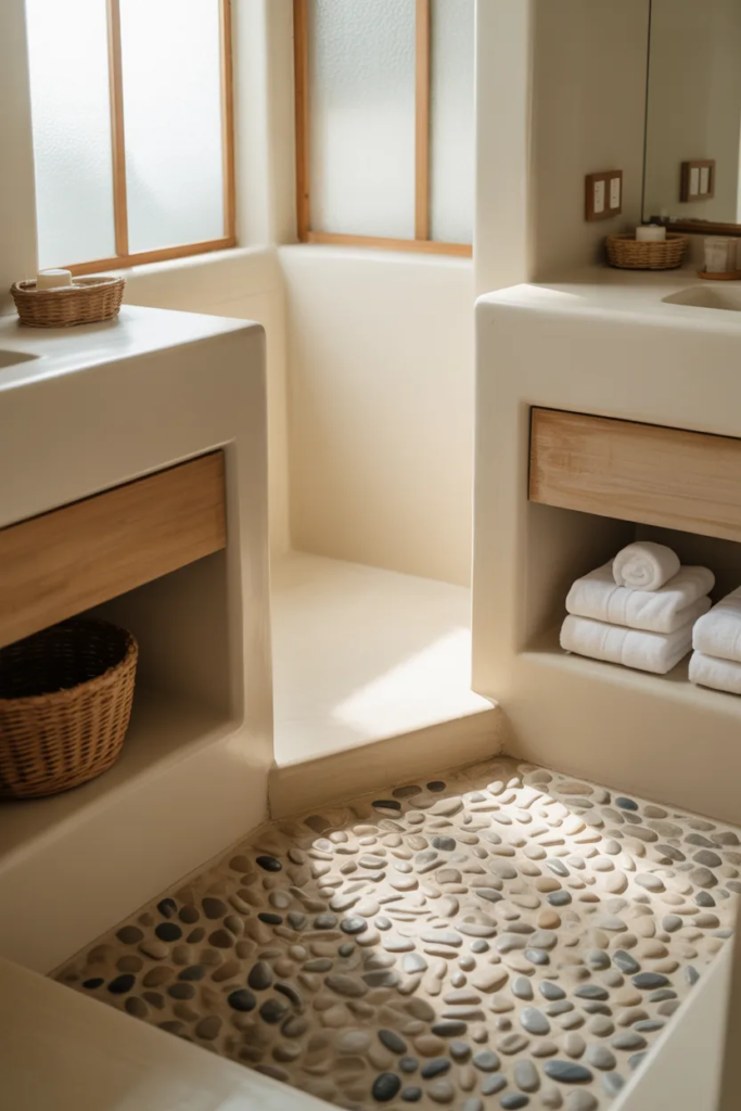 Stone or Pebble Shower Flooring