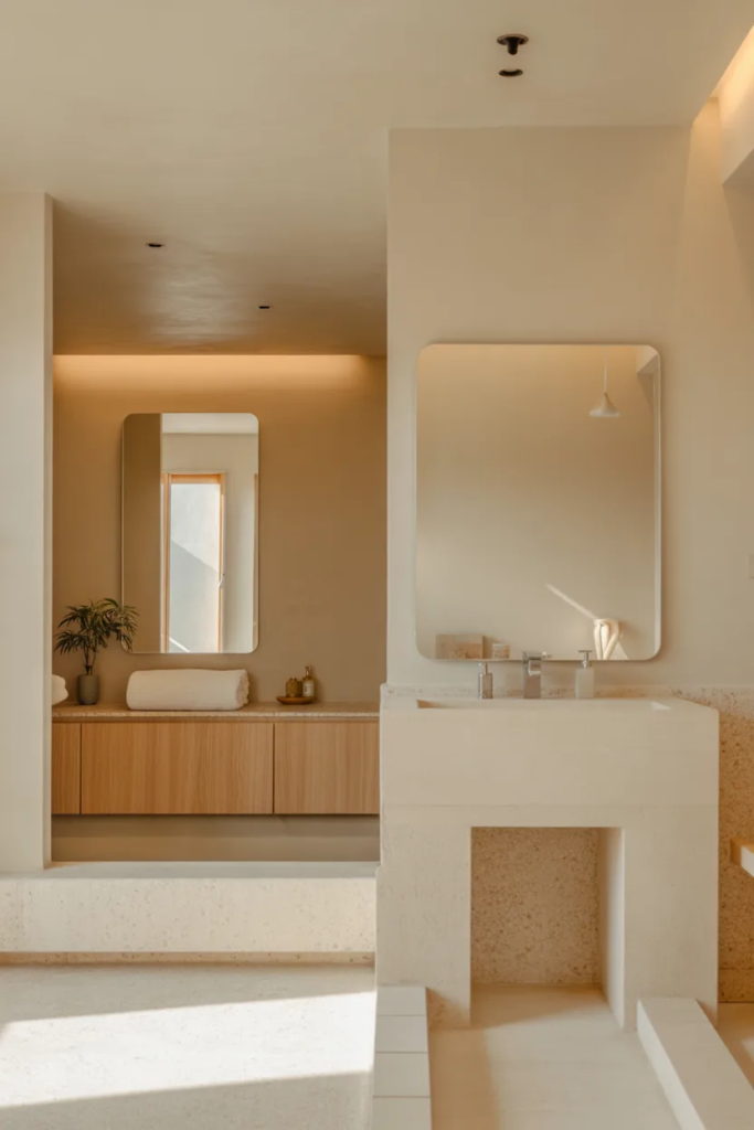 Layered Lighting - Neutral Bathroom Decor Ideas