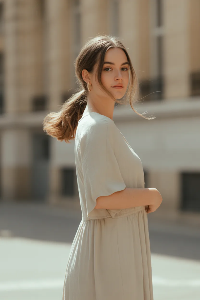 Low Ponytail with Face-Framing Strands